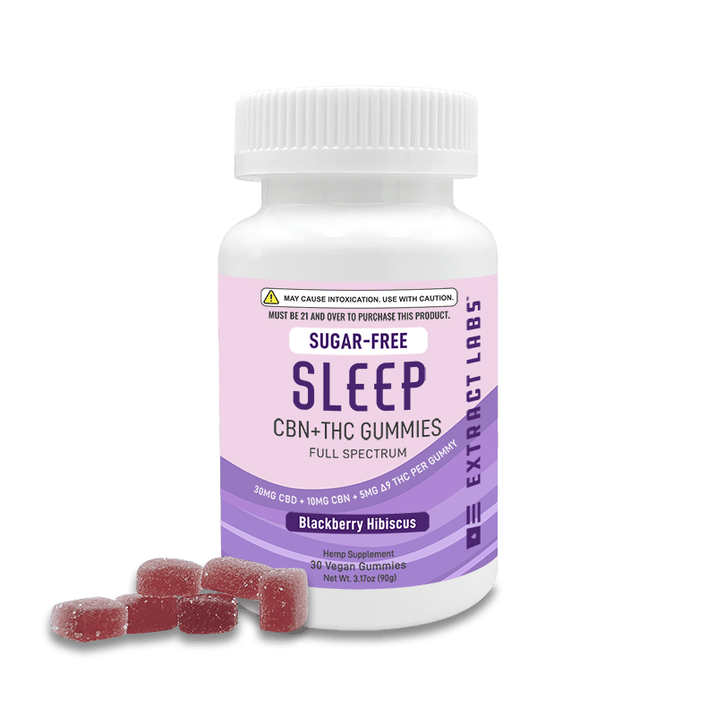 Extract Labs Sugar Free CBN + Delta 9 Gummies | Sleep Gummies | Blackberry Hibiscus