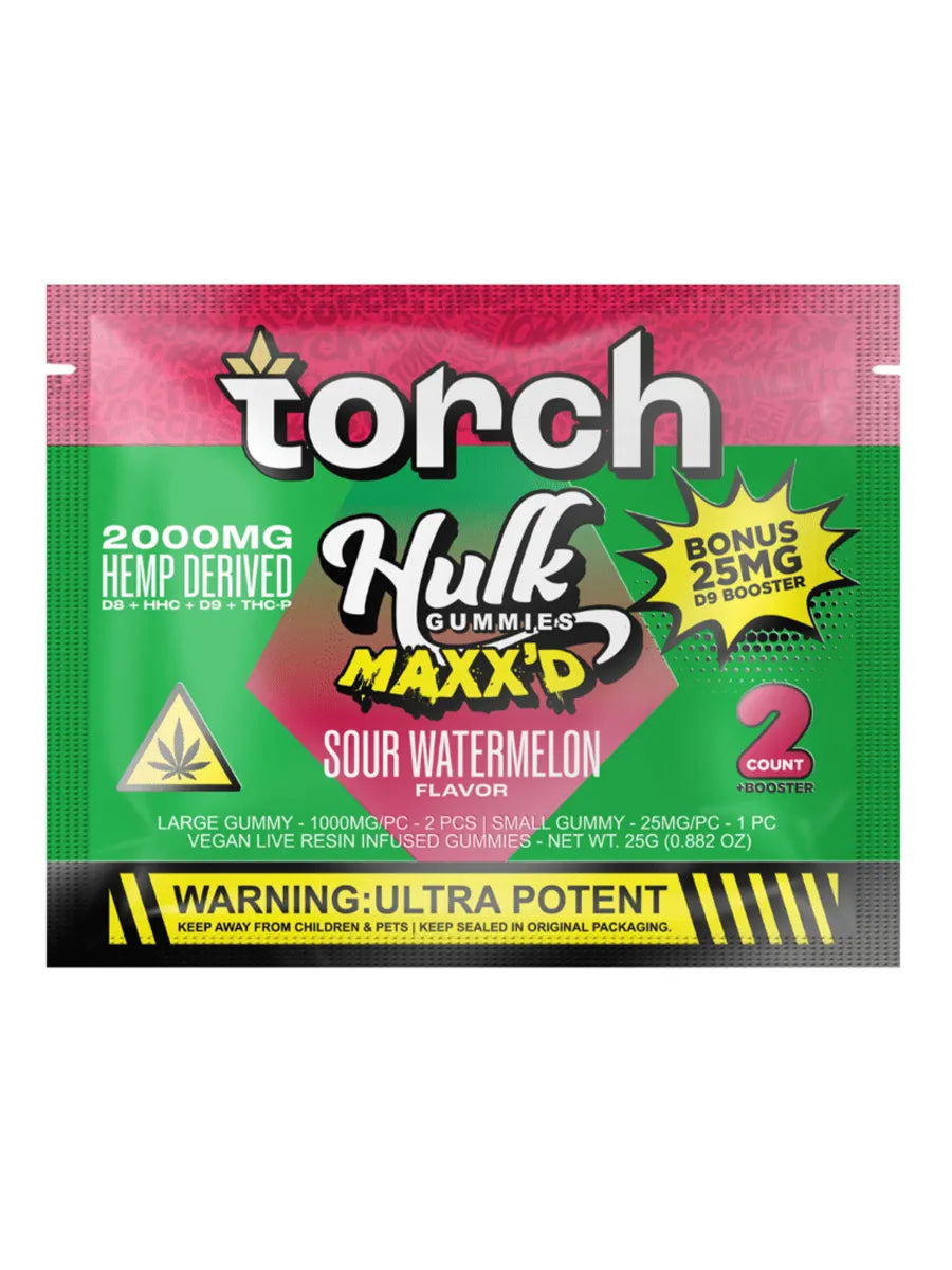 Sour Watermelon Torch Hulk MAXX’D  Gummies 2000mg