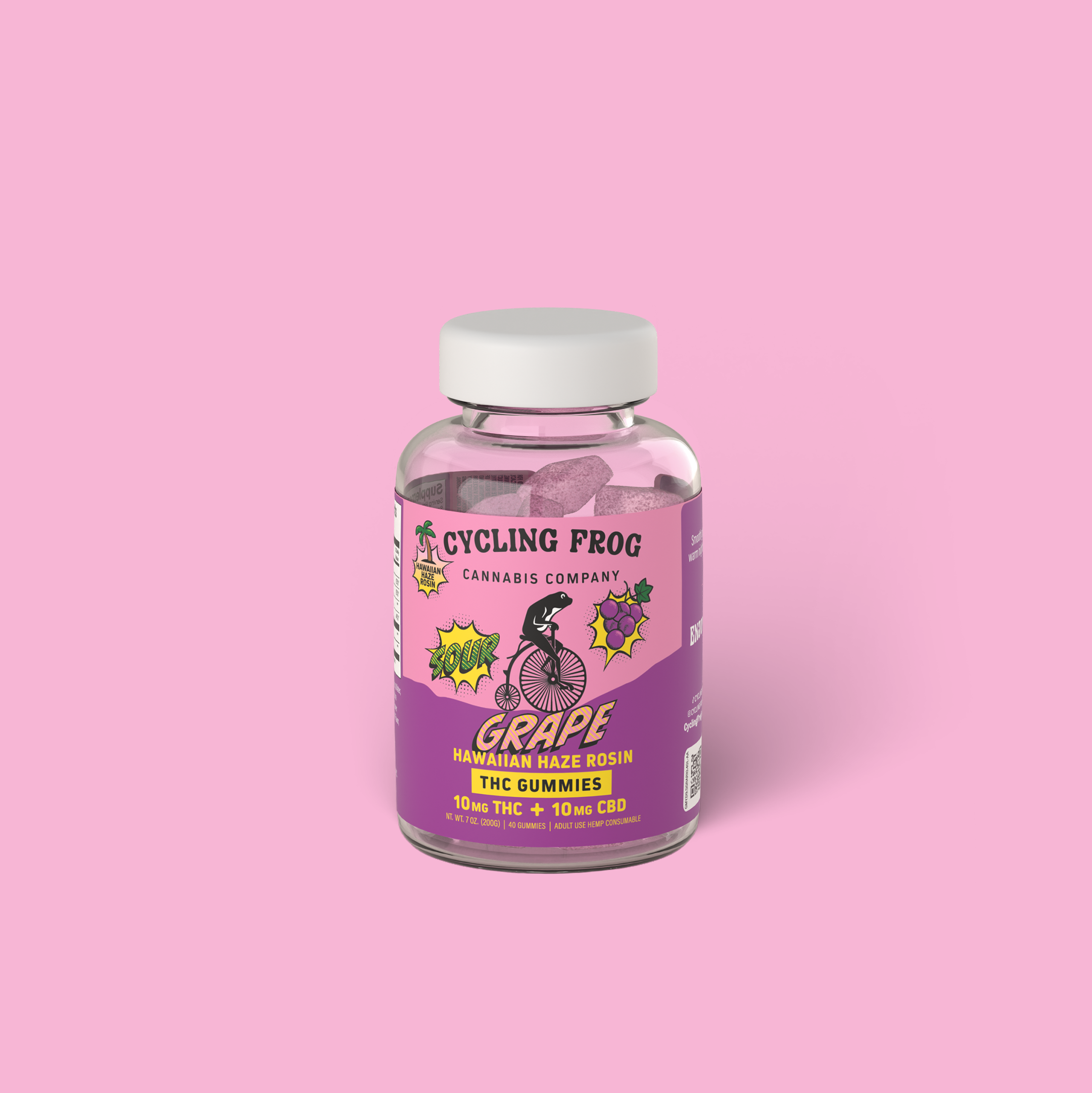Super Sour Grape x Hawaiian Haze Rosin Gummies, 10mg THC + 10mg CBD