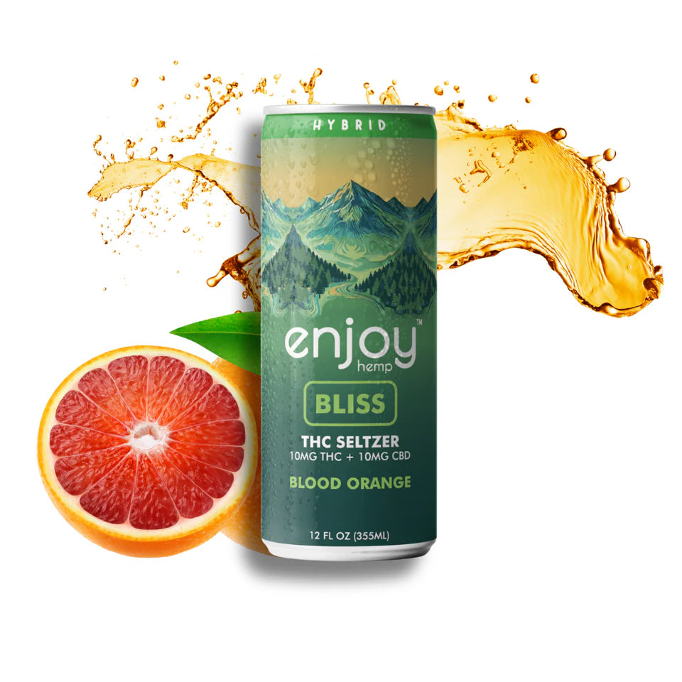 Enjoy Hemp 10mg THC + 10mg CBD Blood Orange Seltzer for Bliss (Hybrid) | Mediumdose Social-Tonic, Alcohol-Free Seltzer Best Price