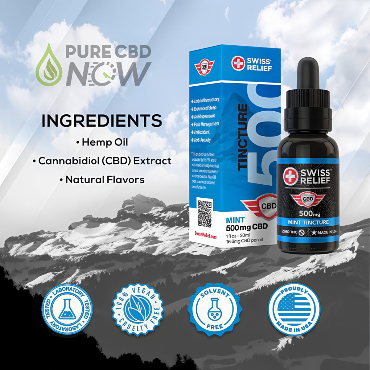 Swiss Relief Mint CBD Oil Tincture 500-3000mg