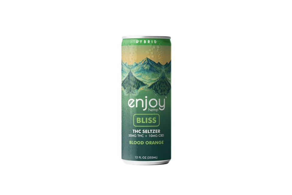 Enjoy Hemp 50mg THC + 10mg CBD Blood Orange Seltzer for Bliss (Hybrid) | Megadose Social-Tonic, Alcohol-Free Drink Best Price