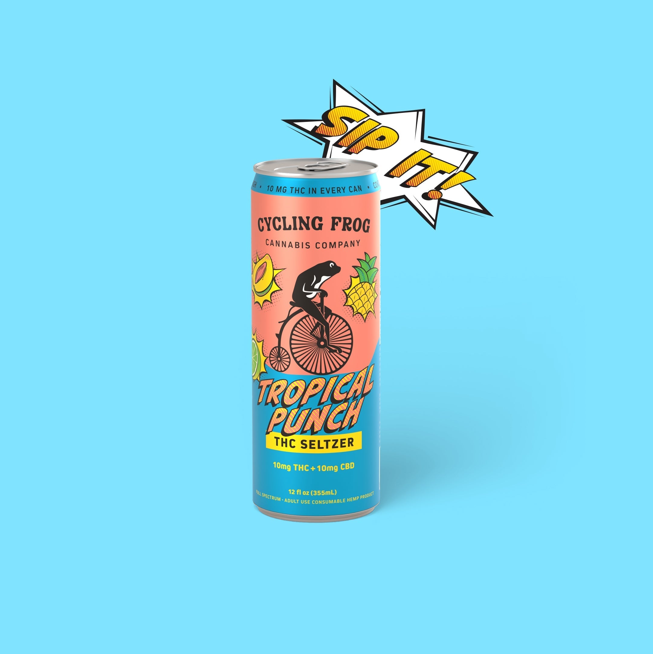 Tropical Punch THC Seltzer, 10mg THC + 10mg CBD