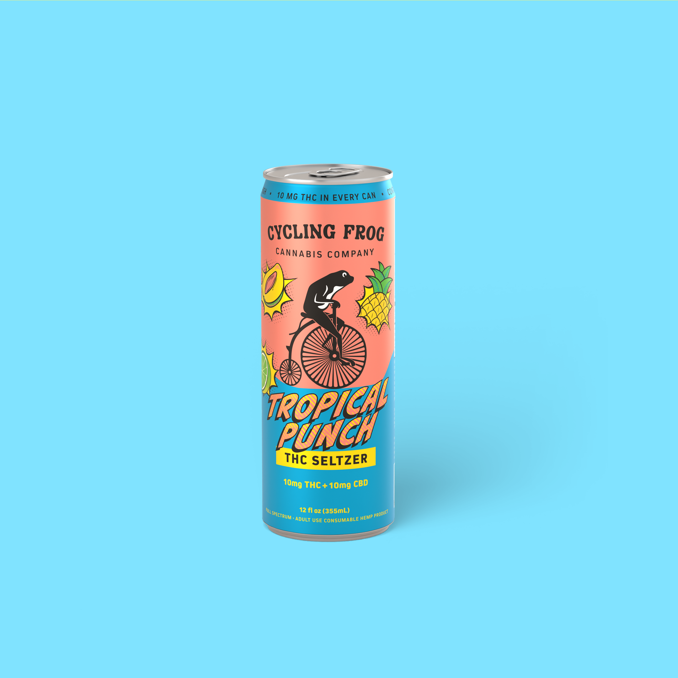 Tropical Punch THC Seltzer, 10mg THC + 10mg CBD