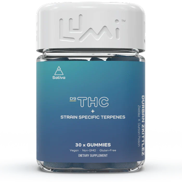 Lumi Labs | THC Gummies – Durban Zkittlez | 5mg D9 + 5mg Strain Specific Terpenes – 30ct
