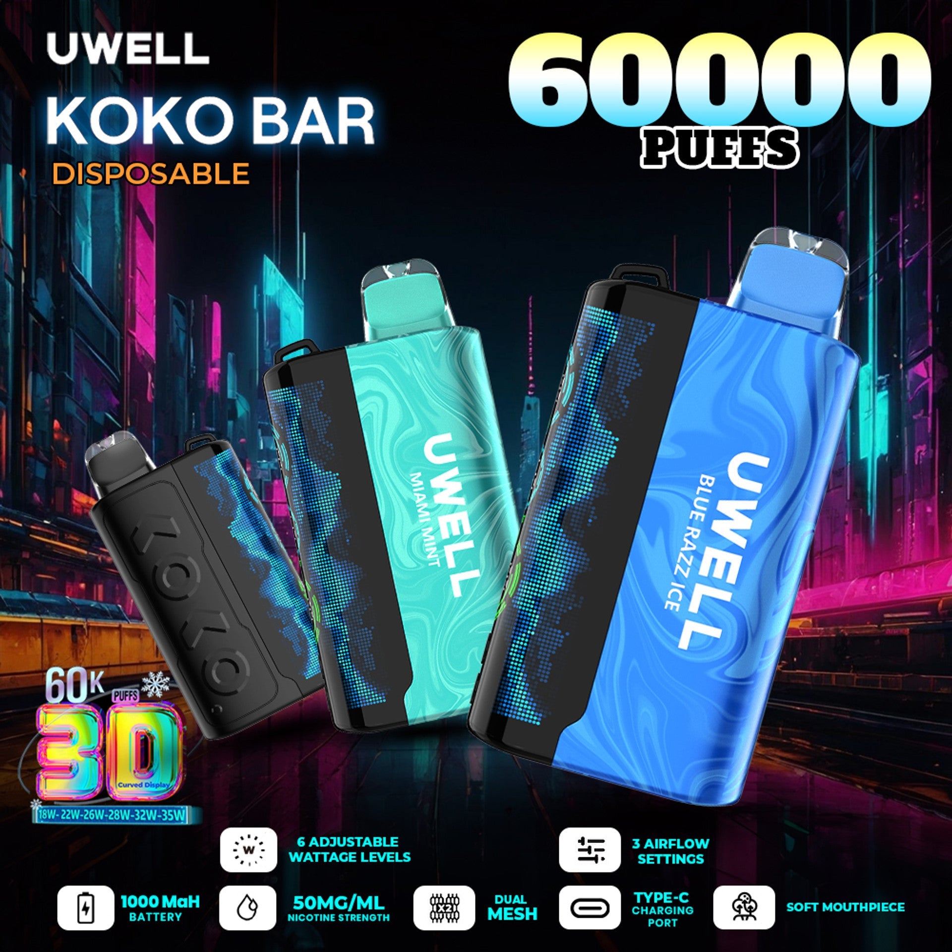 Uwell Koko Bar Disposable (60000 Puffs)