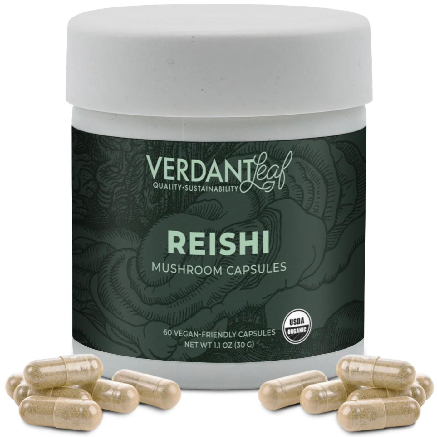 Verdant Leaf | Reishi Mushroom Capsules – 60ct | Mushroom Nootropics