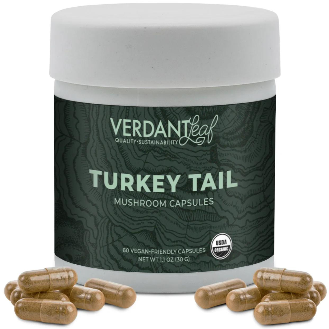 Verdant Leaf | Turkey Tail Mushroom Capsules – 60ct | Mushroom Nootropics
