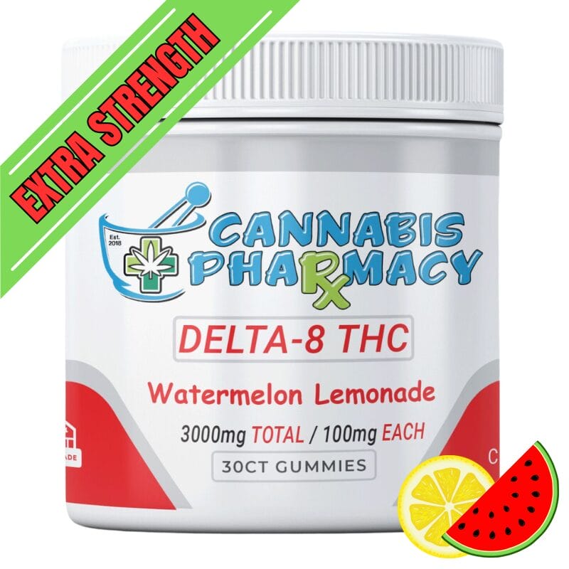 Cannabis Pharmacy Delta-8 THC Gummies | 100mg – Watermelon Lemonade – 30ct