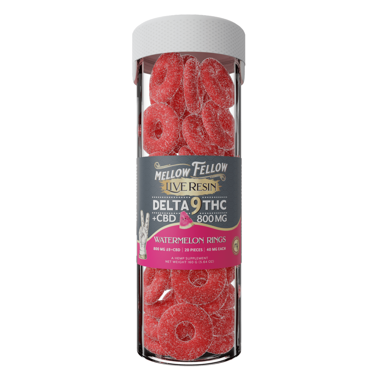 Mellow Fellow Delta 9 Live Resin Watermelon Rings Gummies