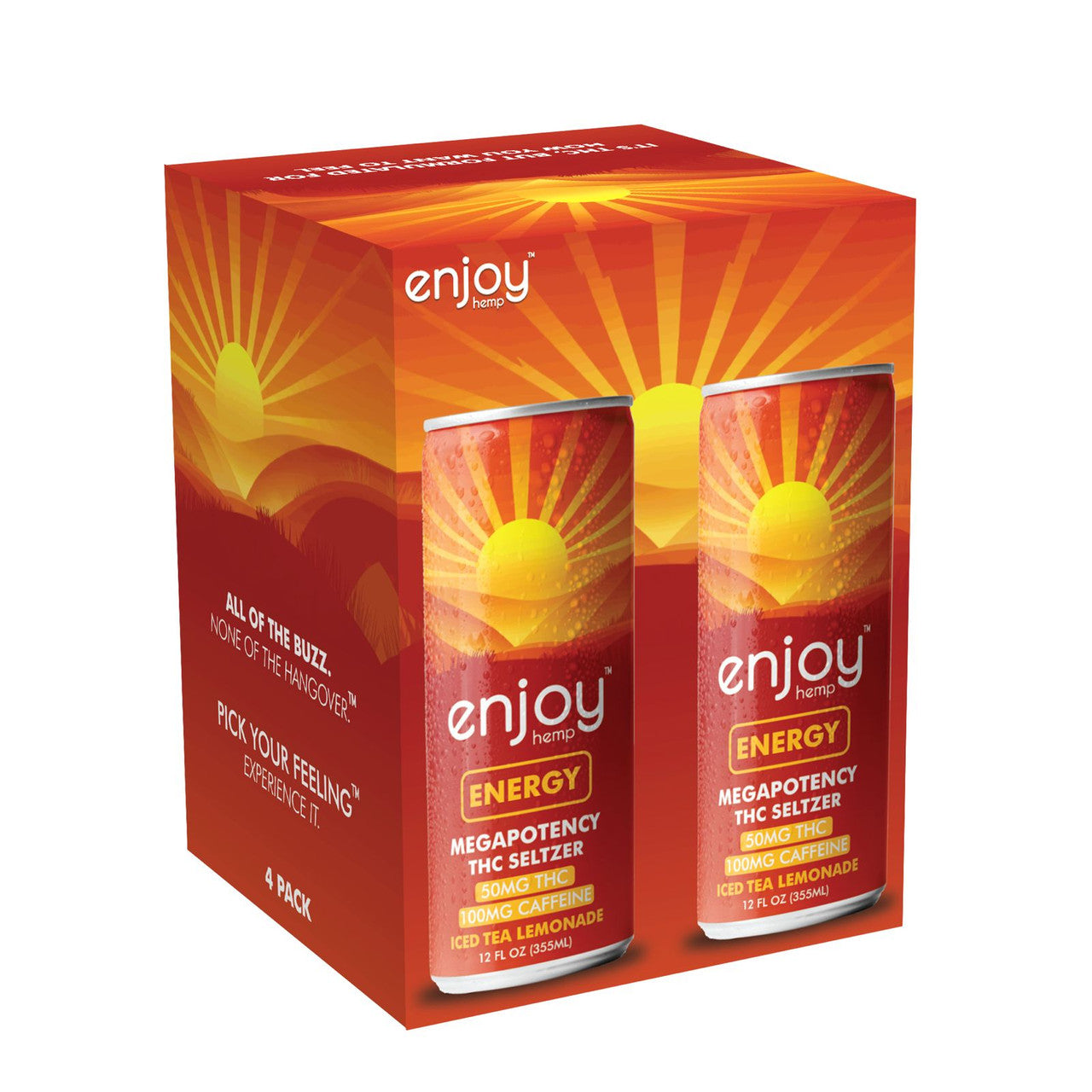 Enjoy Hemp 50mg THC + 100mg Caffeine Iced Tea Lemonade Seltzer for Energy | Megapotency