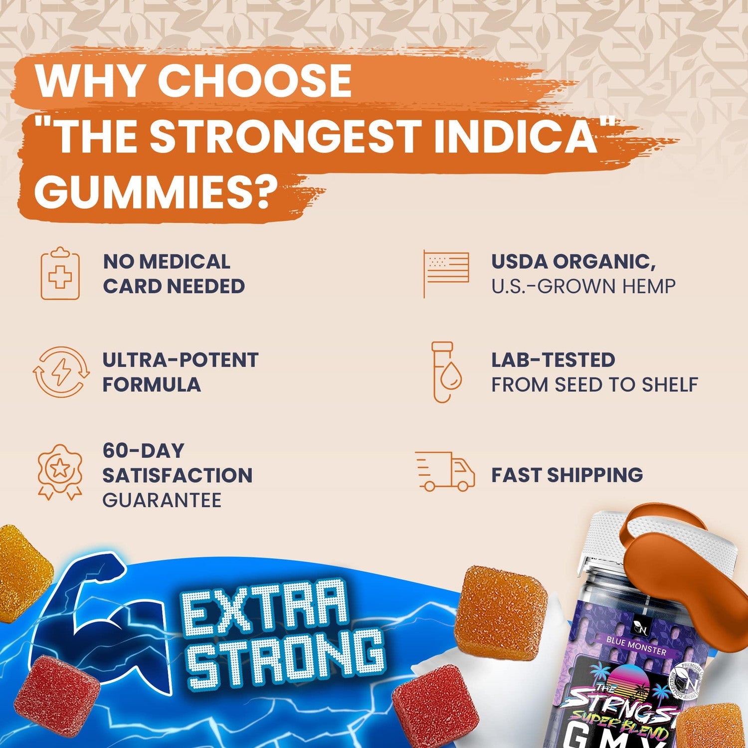 THE STRONGEST GMY - 30CT Peach Ozz 6000mg (200mg ea.) - INDICA