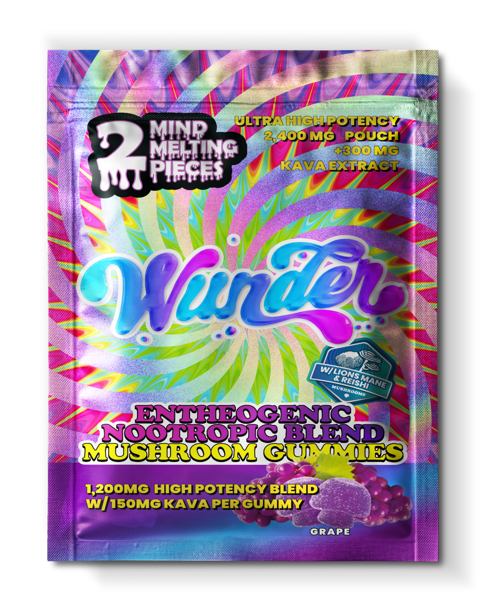 Wunder | Grape Mushroom Gummies with Kava | 1200mg Entheogenic Extract + 150mg Kava – 2ct Sample Pack