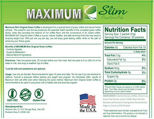 Maximum Slim Original Green Coffee, 12 Best Price