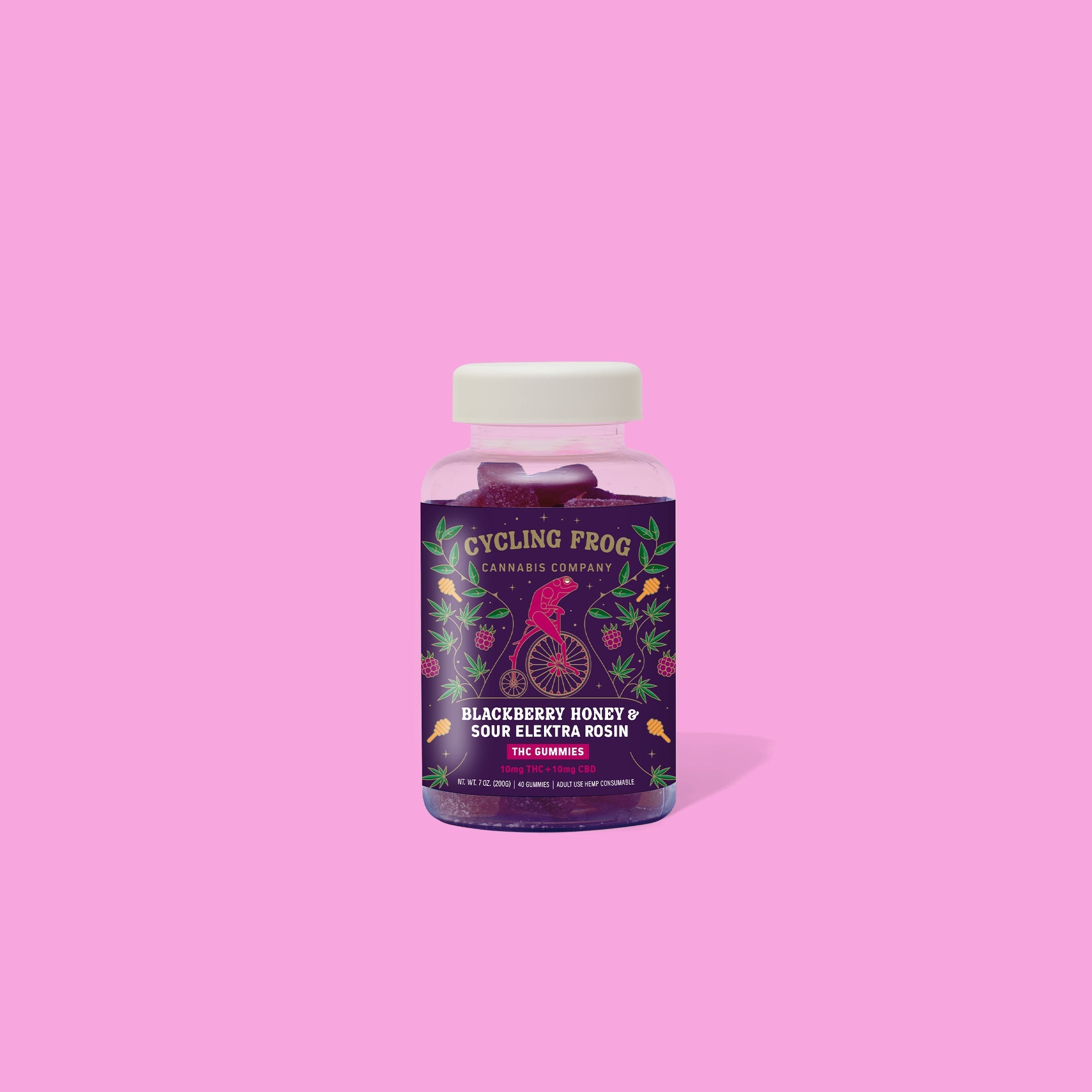 Cycling Frog Blackberry Honey Rosin Gummies, 10mg THC + 10mg CBD
