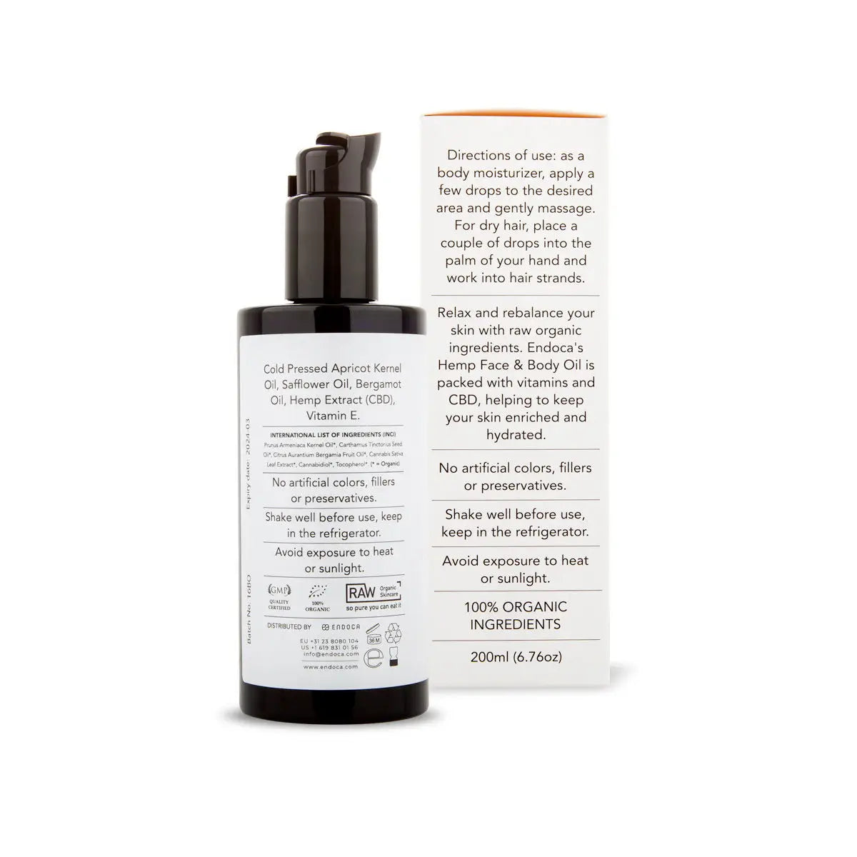 Endoca CBD face and body oil 1.5mg CBD/ml