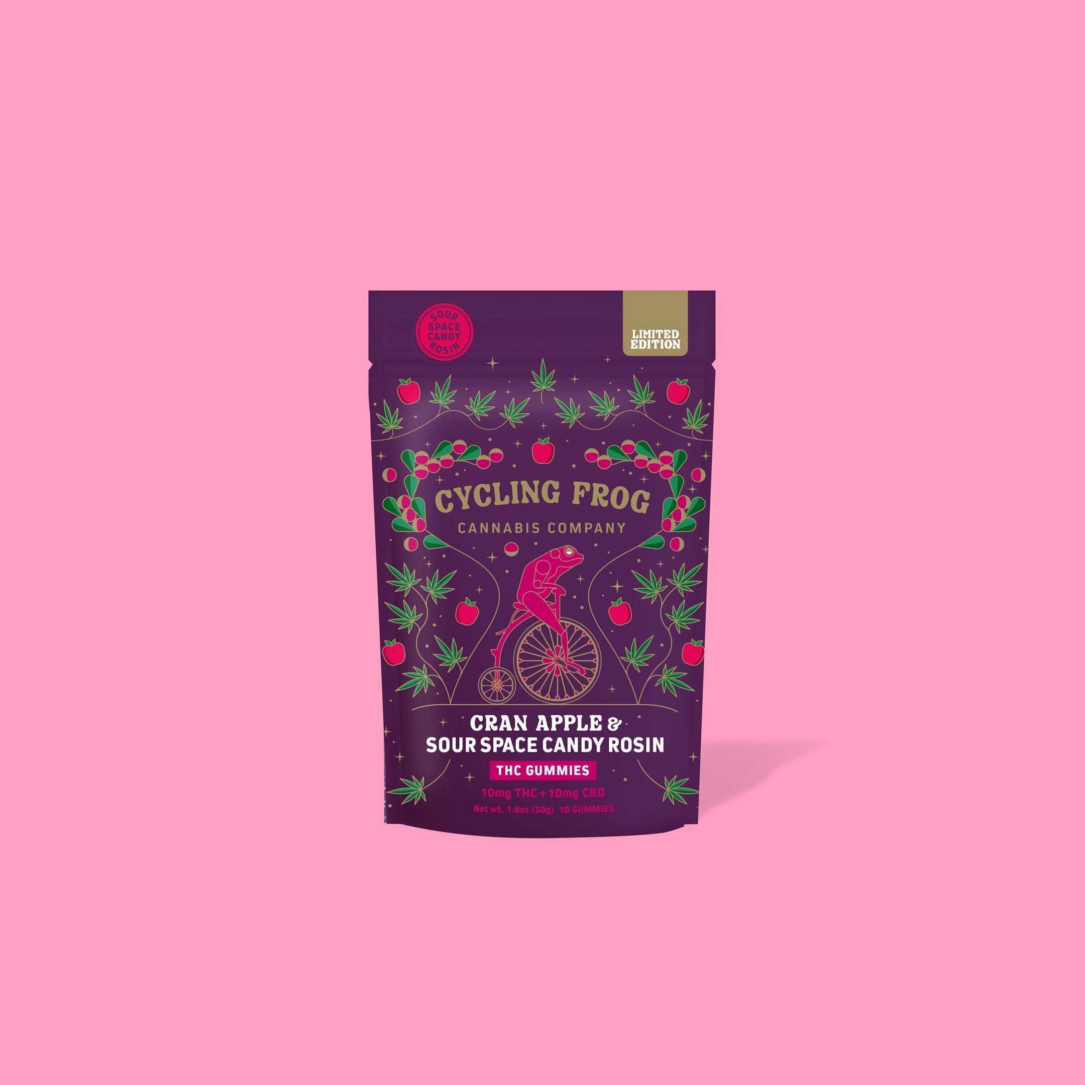 Cycling Frog Cran Apple Rosin Gummies, 10mg THC + 10mg CBD
