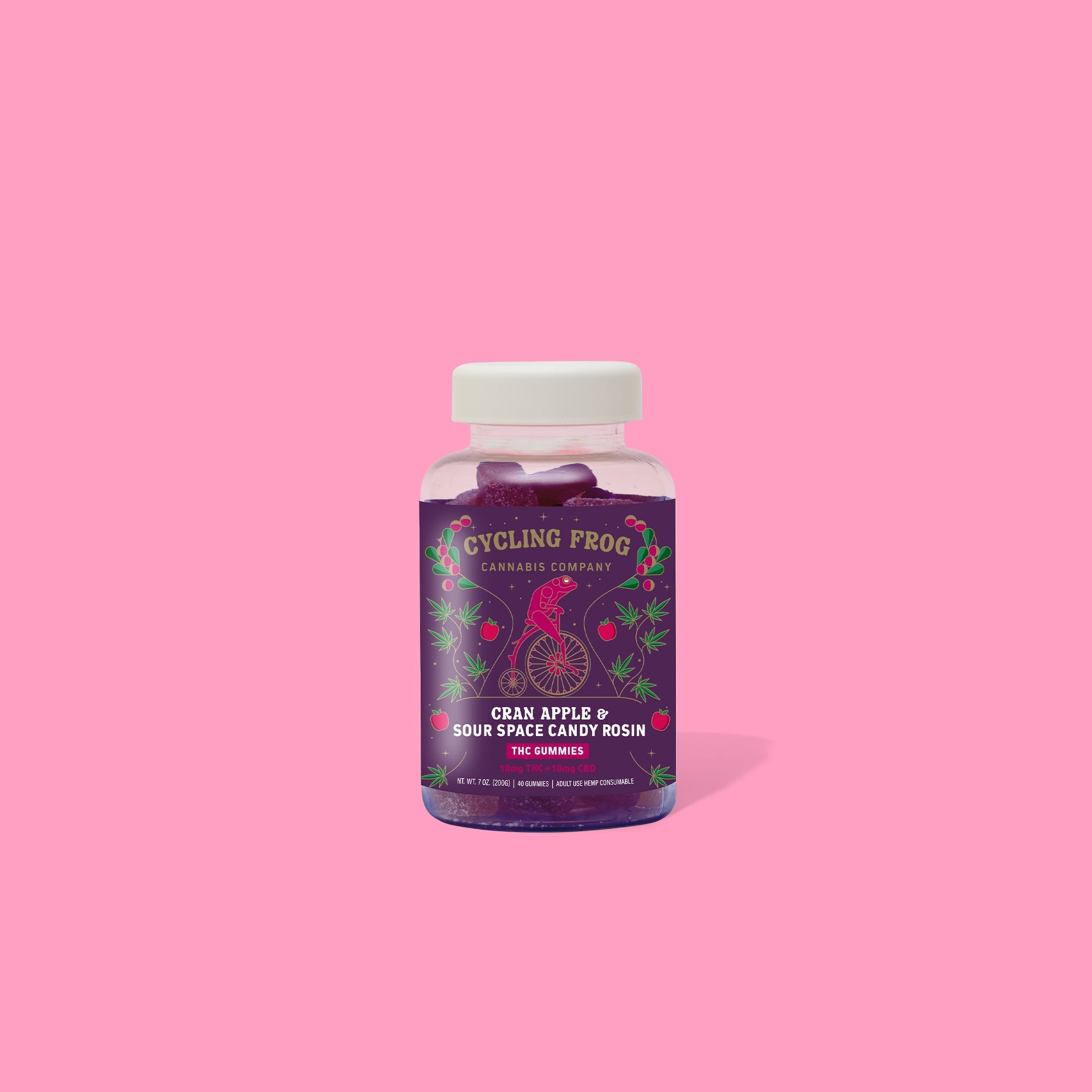 Cycling Frog Cran Apple Rosin Gummies, 10mg THC + 10mg CBD