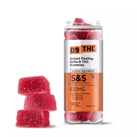 21mg D9, CBN, CBG, CBC Gummies - Sweet & Sour - D9 THC Best Price