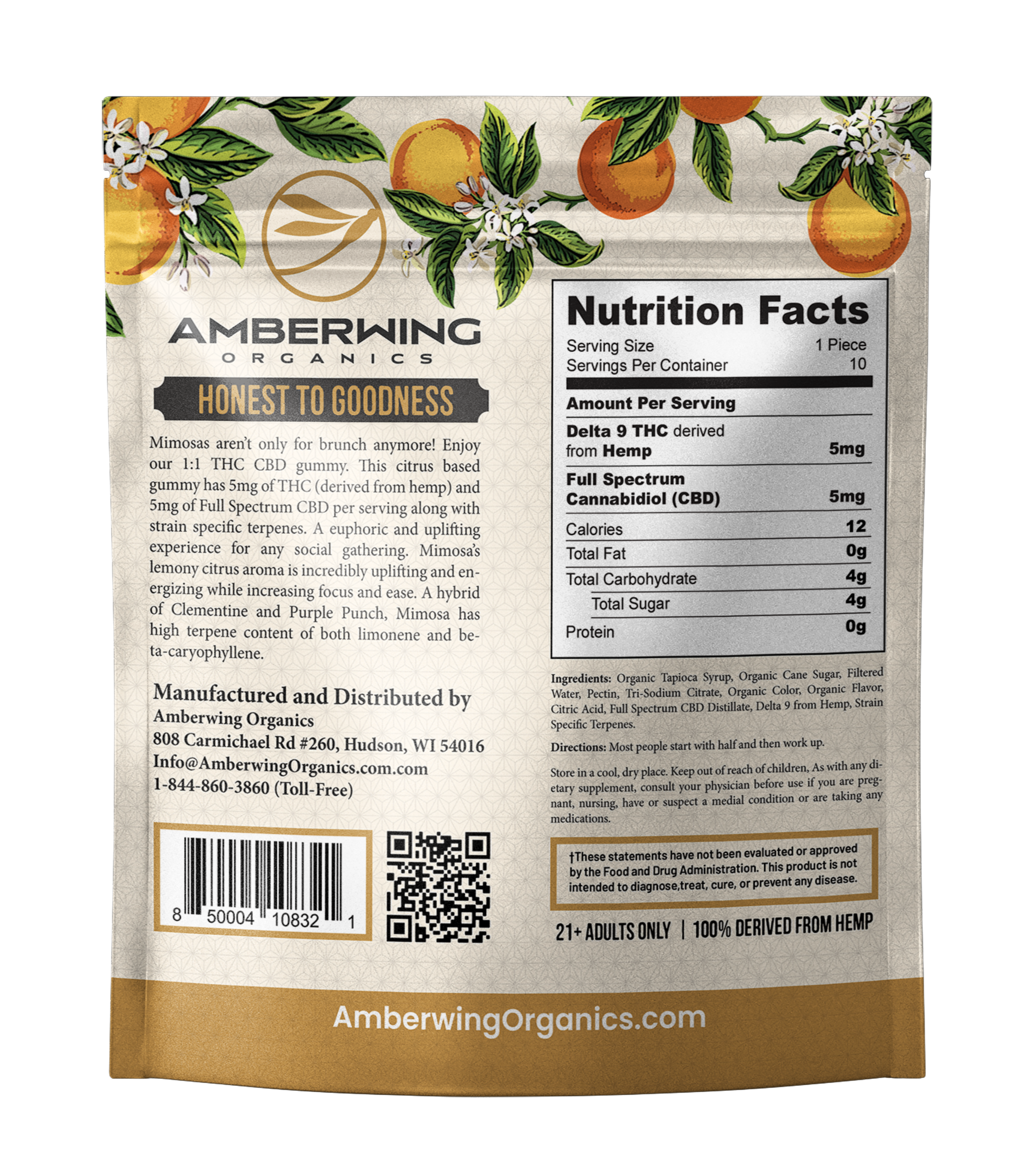 5mg Delta 9 | 5mg CBD | 1:1 | Mimosa Hybrid Strain | Sativa / Indica | 10 Pack