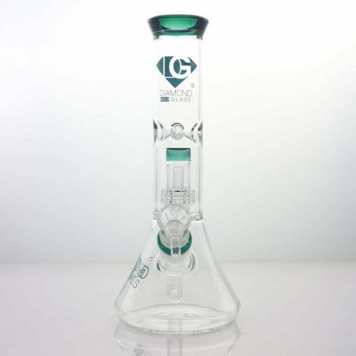 Diamond Glass Clear Mansion Showerhead Beaker Bong Best Sales Price - Bongs