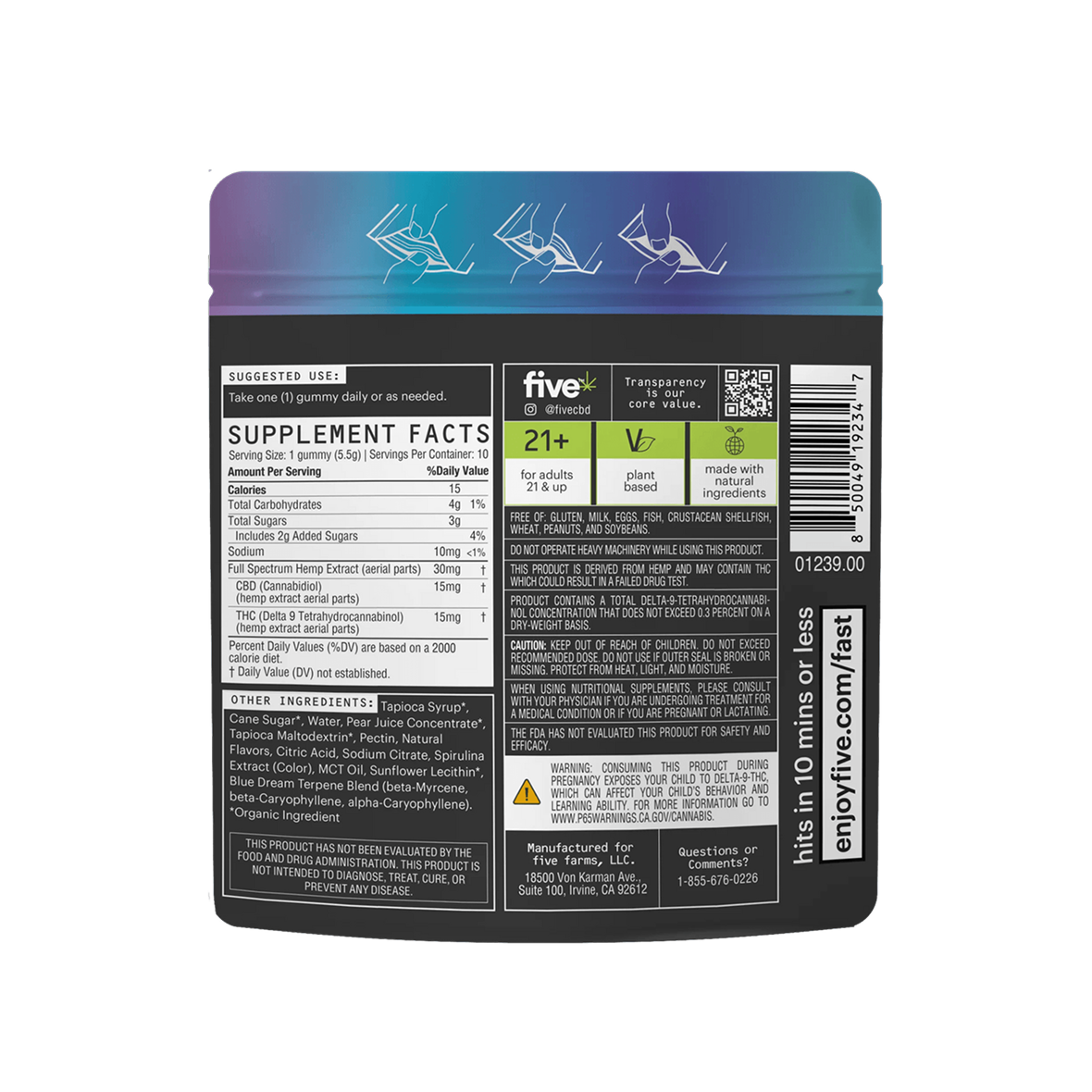Five CBD high dose gummy & drink bundle