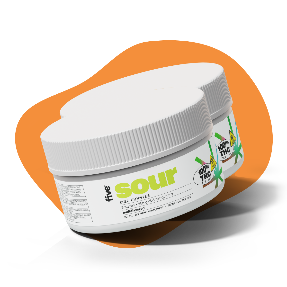 Five CBD sour buzz cbd + thc gummies