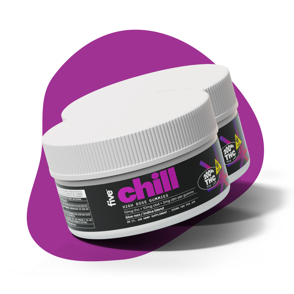 Five CBD indica chill delta-9 thc mood gummies