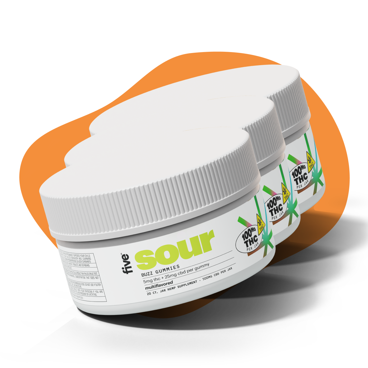 Five CBD Full Spectrum CBD + THC Gummies (60 Count)