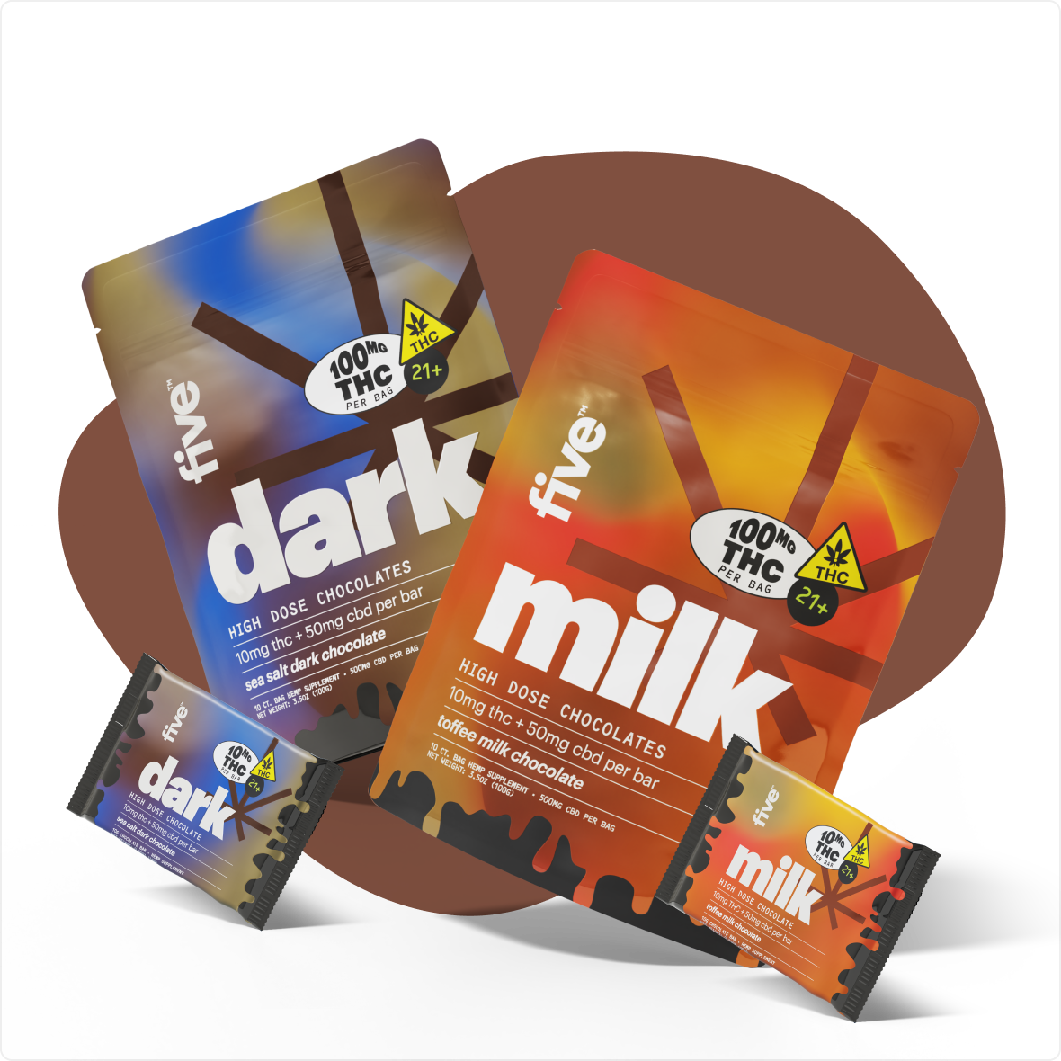 Five CBD high dose chocolates bundle