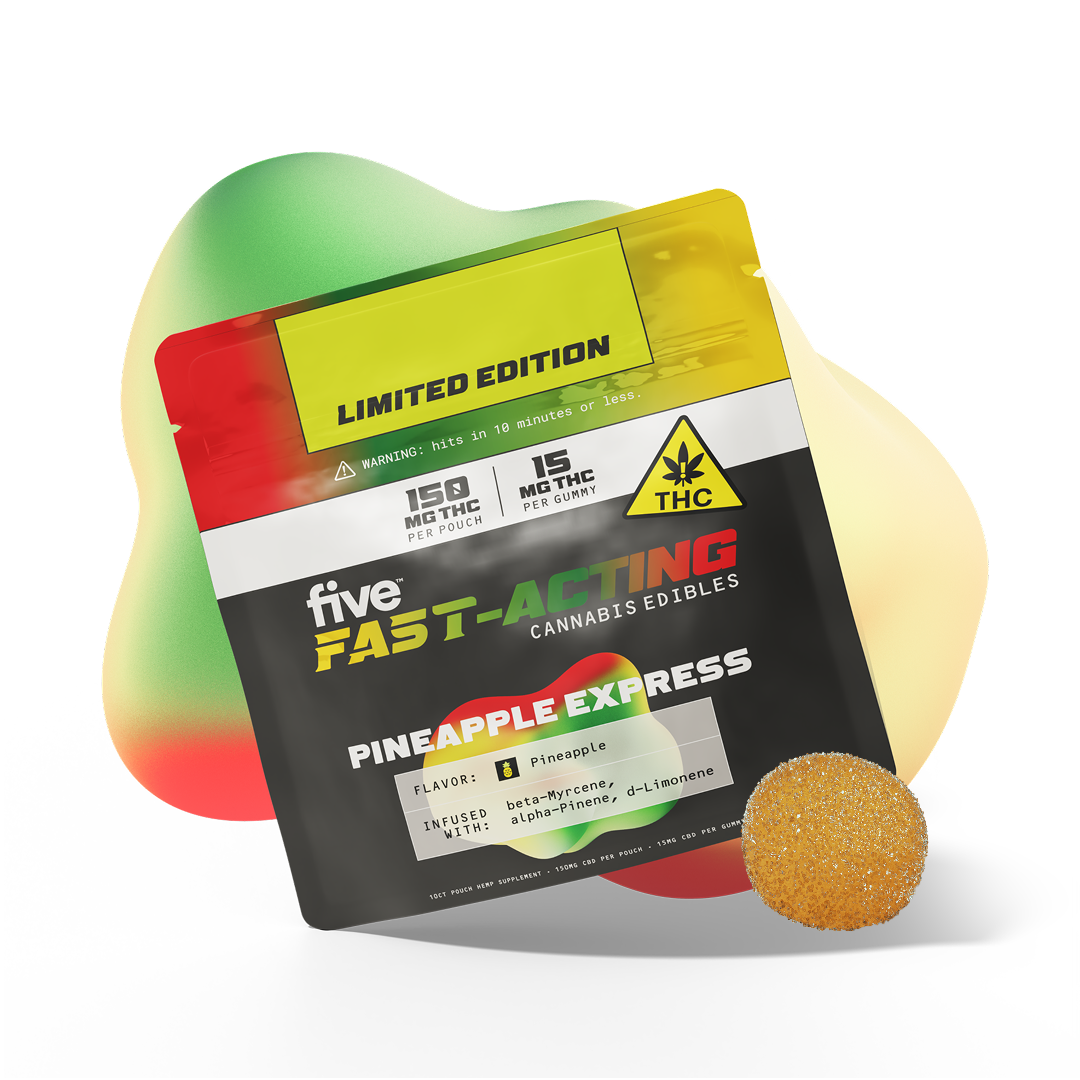 Five CBD pineapple express fast-acting 15mg thc gummies