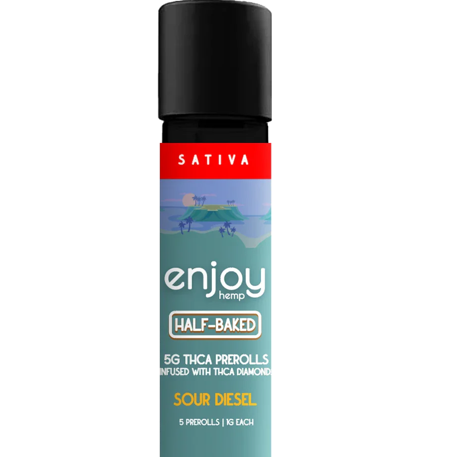 Enjoy Hemp 5g THCA Prerolls Infused with THCA Diamonds - for Half-Baked - Sour Diesel (Sativa) Best Price