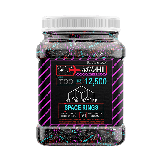Hi On Nature 250mg MILE HI SPACE RINGS - 50 PACK JAR Best Price