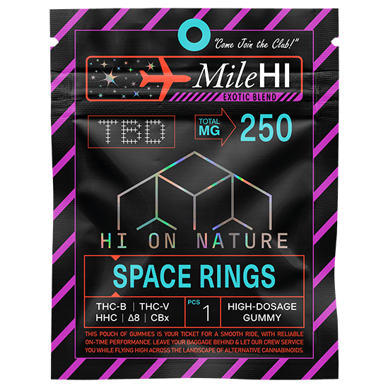 Hi On Nature 250mg MILE HI SPACE RINGS - 50 PACK JAR Best Price