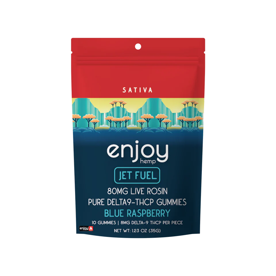 Enjoy Hemp 80mg Live Rosin Pure THCP Gummies (Jet Fuel) - Sativa-Infused Blue Raspberry