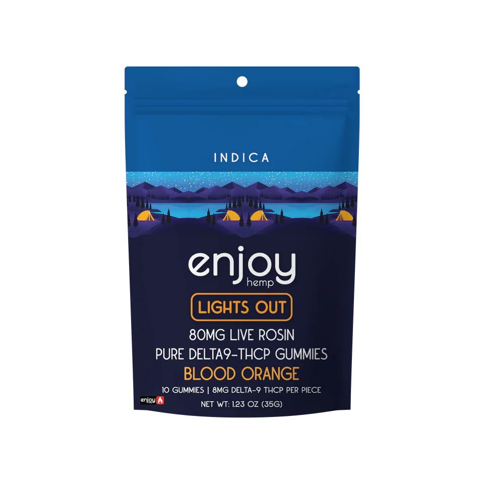 Enjoy Hemp 80mg Live Rosin Pure THCP Gummies (Lights Out) - Indica-Infused Blood Orange