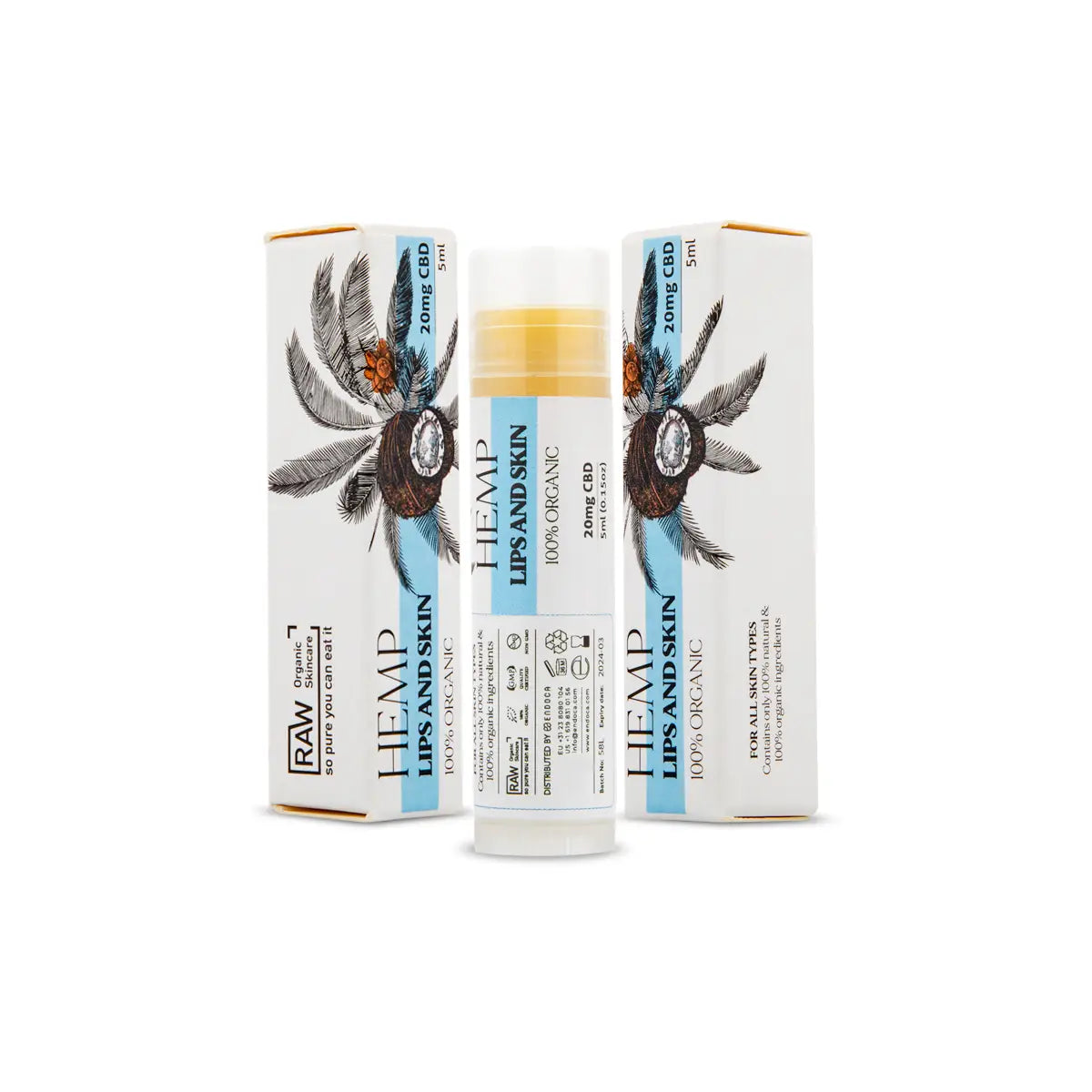 Endoca Natural lip balm with 20/mg CBD
