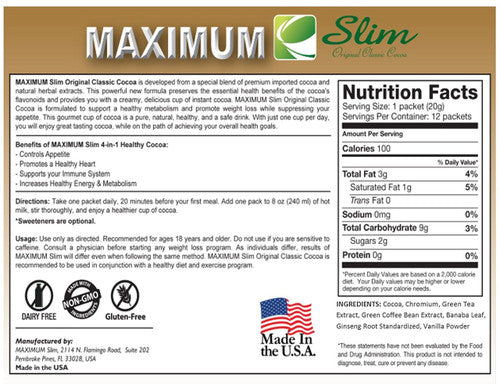 Maximum Slim Original Classic Cocoa, 12 ct Best Price