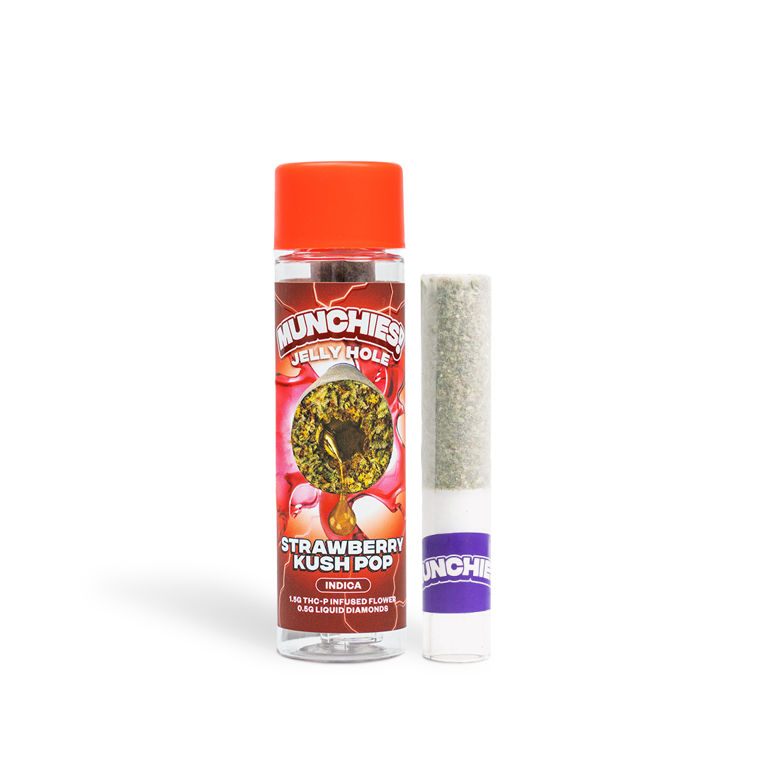 Delta Munchies Strawberry Kush Pop - 2g Jelly Holes THCP Prerolls
