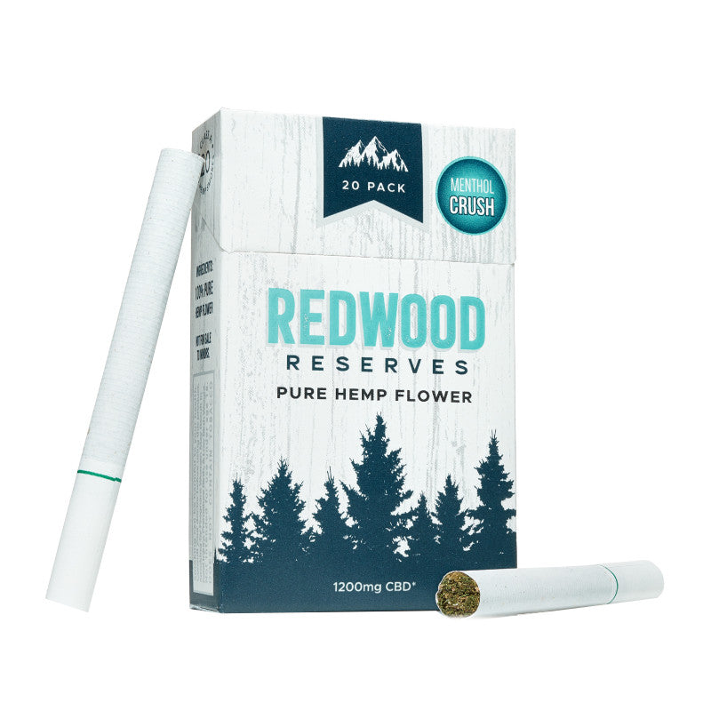 CBD Cigarettes – Cigarette Pack – Menthol Crush – 1200mg – By Redwood Reserves