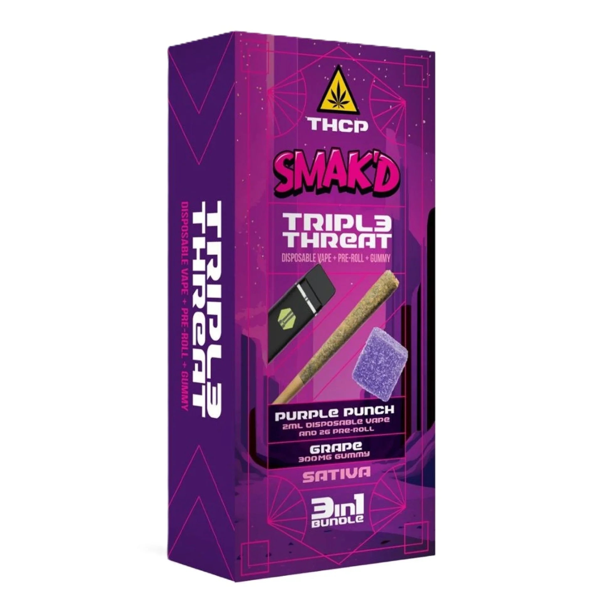 Smak’d Triple Threat THCP 3-in-1 Bundle (Vape + Pre-Roll + Gummy)