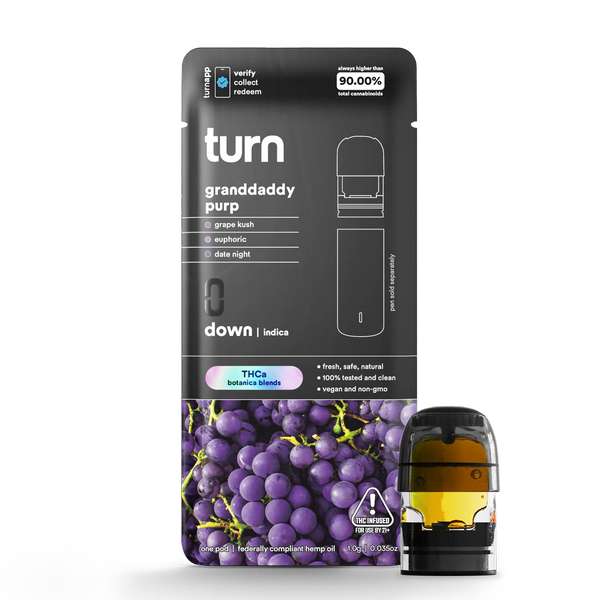 Turn Hemp THCA Blend Pods 1g – Indica (NEED TURN PEN)