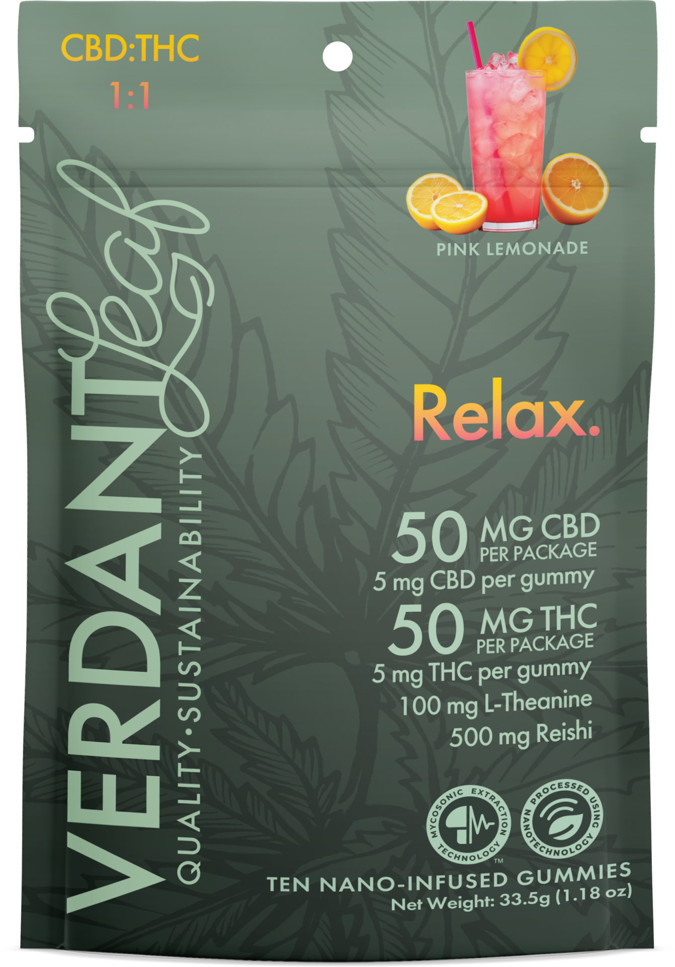 Verdant Leaf | Mushroom Gummies – THC Blend | Relax Gummies – Mushroom Nootropics – 10ct