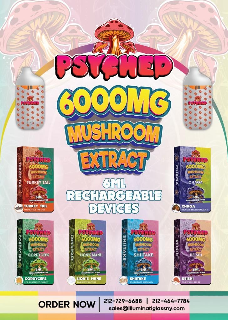 PSYCHED - Mushroom Vape - 6000mg Disposable - Single Unit Best Price