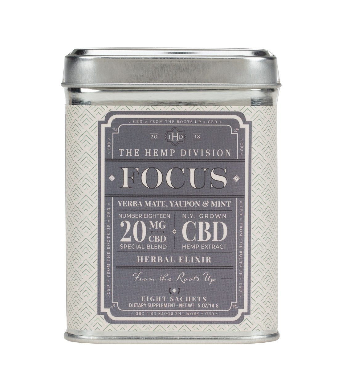 The Hemp Division Focus 8 CT Sachets - Yerba Mate, Yaupon & Mint - 20 MG CBD Best Price