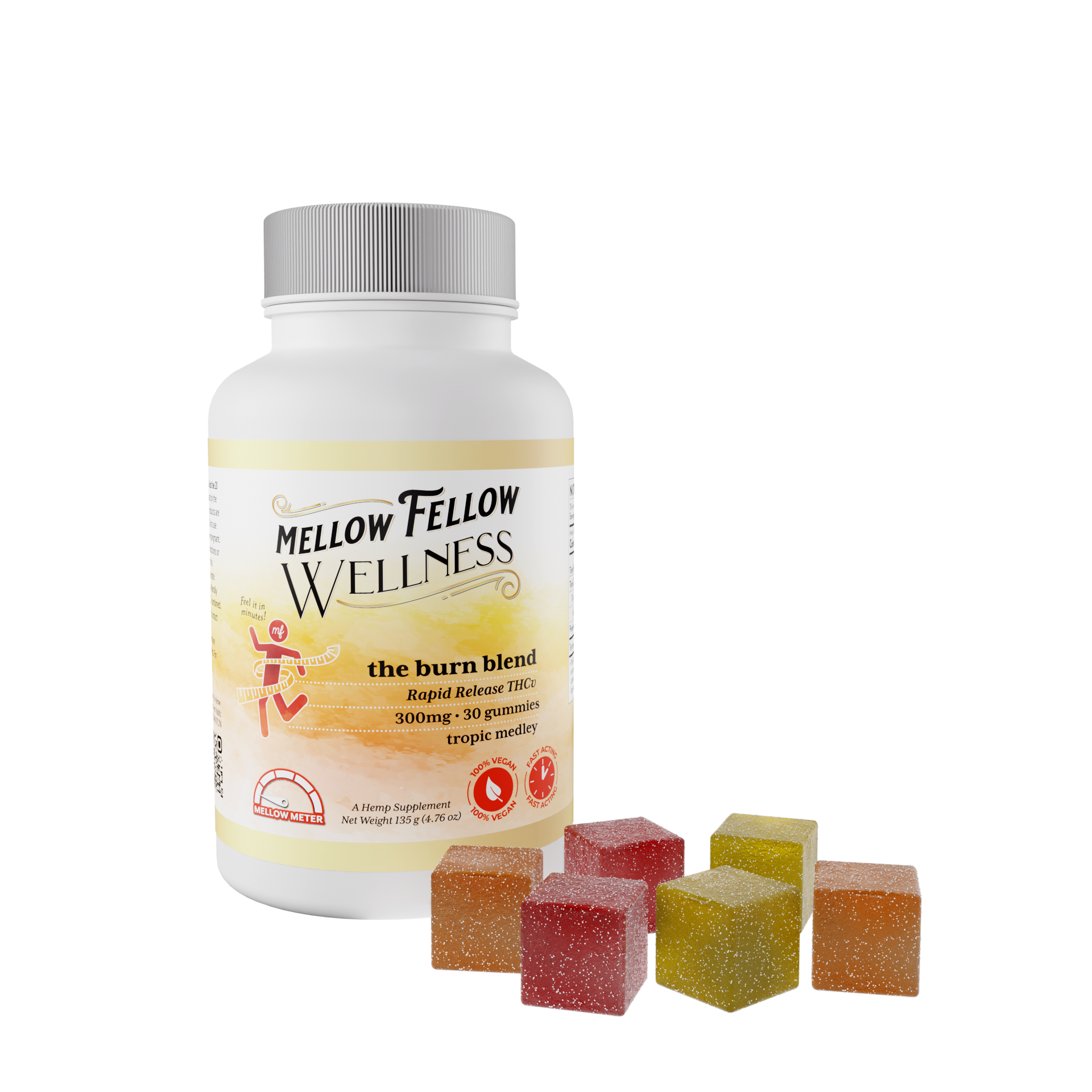 Mellow Fellow Wellness - Gummies - 300mg - Burn Blend - Tropic Medley Best Price