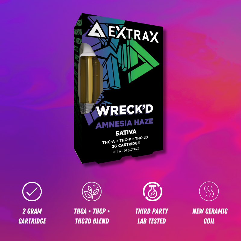 Delta Extrax Amnesia Haze | Cartridge THCA 2G | Wreck’d Best Price