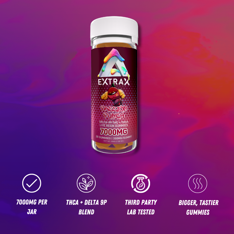 Delta Extrax Passion Punch | Gummies THCa 7000mg | Adios Blend Best Price