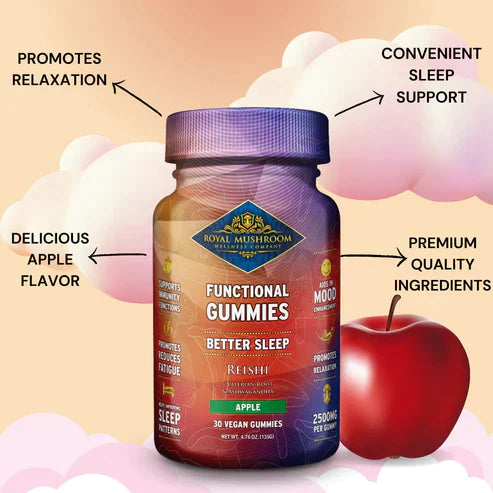 Royal Mushroom Better Sleep Reishi Gummies Apple Flavor Best Price