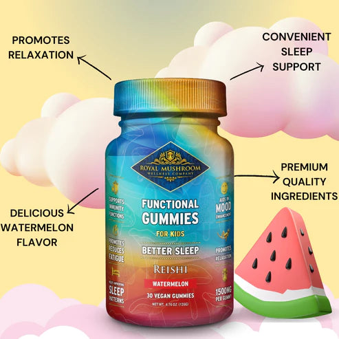 Royal Mushroom Better Sleep Kids Reishi Gummies Watermelon Flavor Best Price